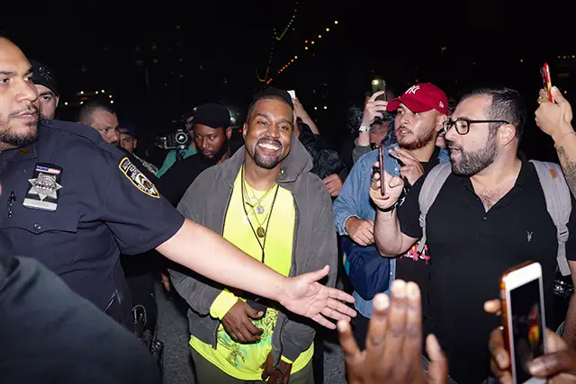 Kanye West at the listening party for Nas' "Nasir" album in New York, June 14, 2018